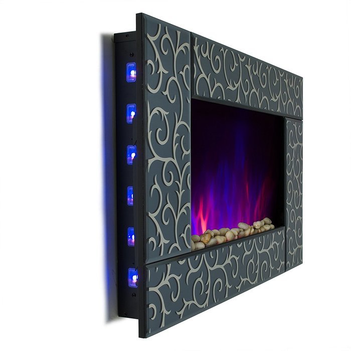 AKDY Wall Mount 36" 1500W Adjustable Heater Log Pebble 2 in 1 Electric Fireplace w/ LED Backlights Log Set 2 Setting... N4