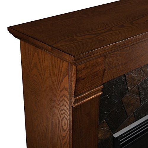 Upton Home Stonegate Antique Stone Stacked Oak Electric Fireplace N3