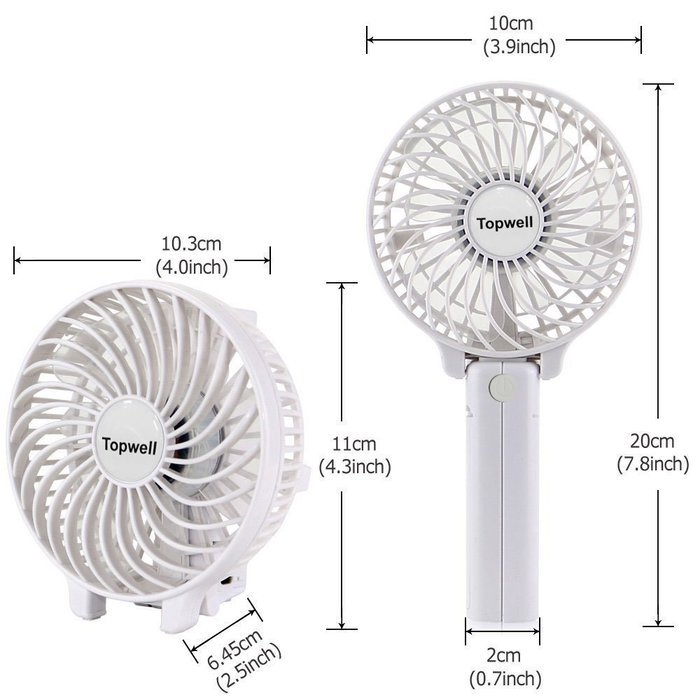 Topwell&reg; Rechargeable Fans Portable Handheld Fan Battery Operated Cooling Fan Electric Personal Fans Foldable... N31