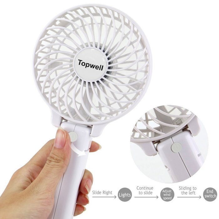 Topwell&reg; Rechargeable Fans Portable Handheld Fan Battery Operated Cooling Fan Electric Personal Fans Foldable... N32