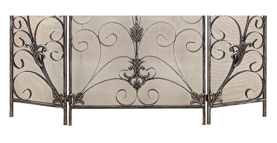 Iron Fireplace Screen with 3 Panels & Stunning Silver Finish Perfect for Home Protection & Decoration N2