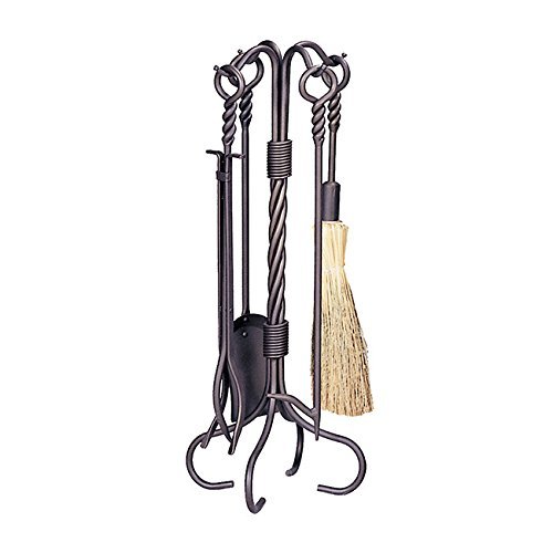 5 Piece Bronze Metal Fireplace Tool Set
