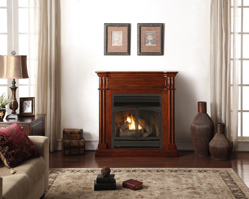 Duluth Forge Dual Fuel Vent Free Fireplace - 32,000 BTU, Remote Control, Autumn Spice Finish