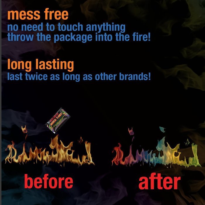 Magical Flames Vibrant & Colorful Flames for Wood Burning Fires (25 Pack) N17