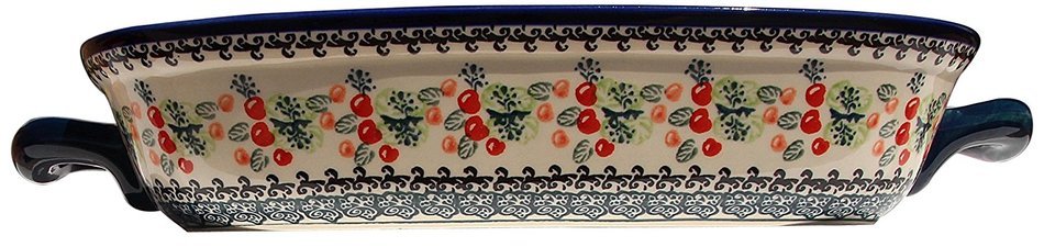 Polish Pottery Baking Dish with Handles From Zaklady Ceramiczne Boleslawiec #1345-du158 Unikat Pattern, Depth:... N2