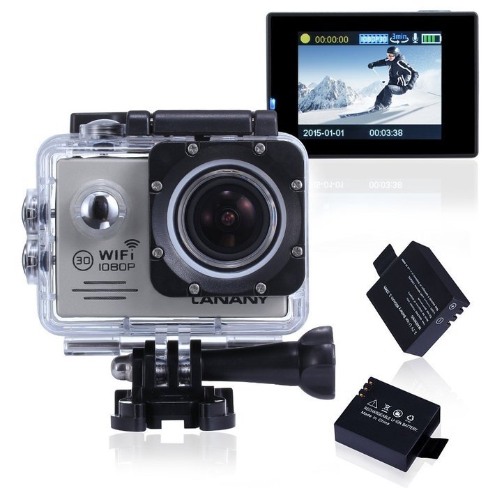 Sport Camera, Canany Wifi Action Camera 1080P HD 12MP 2.0Inch Bundle With 2 Batteries and FREE Accessories Kits... N4