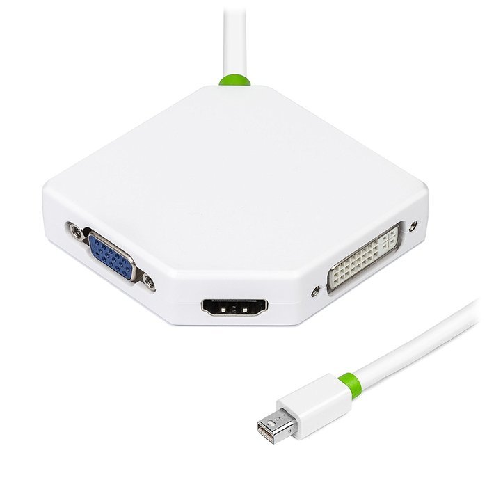 Aurum Cables Mini DisplayPort to HDMI + DVI + VGA Female Cable - 3 Pack Cable with 3 Piece Cable Ties - 1 Feet N6