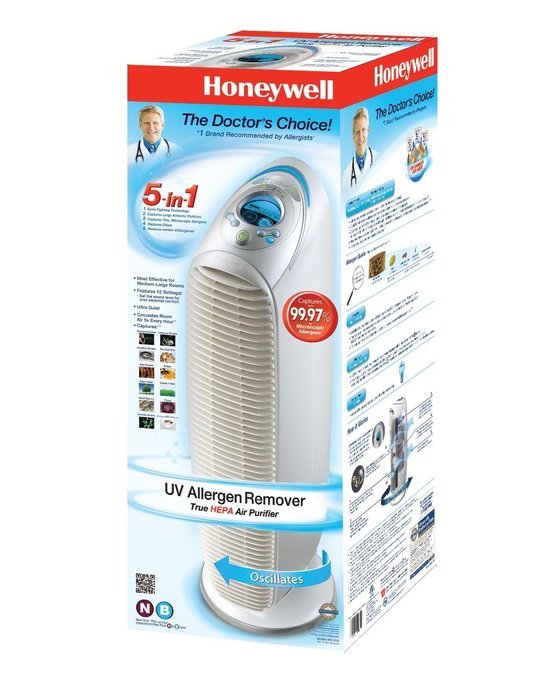 Honeywell HPA-245 True HEPA 5-in-1 Tower, UV 5-1 Air Allergen Remover (Complete Set) w/ Bonus: Premium Microfiber...