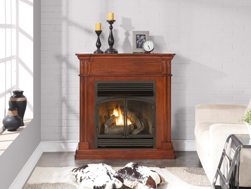 Duluth Forge Dual Fuel Vent Free Fireplace - 32,000 BTU, Remote Control, Autumn Spice Finish N5