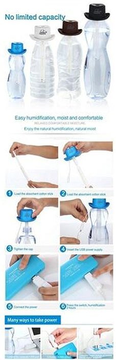 Lighting S Office USB Charge Cowboy Hat Mini Humidifier 51ml Mist Output Fresh and Moist Can Independent operation N3