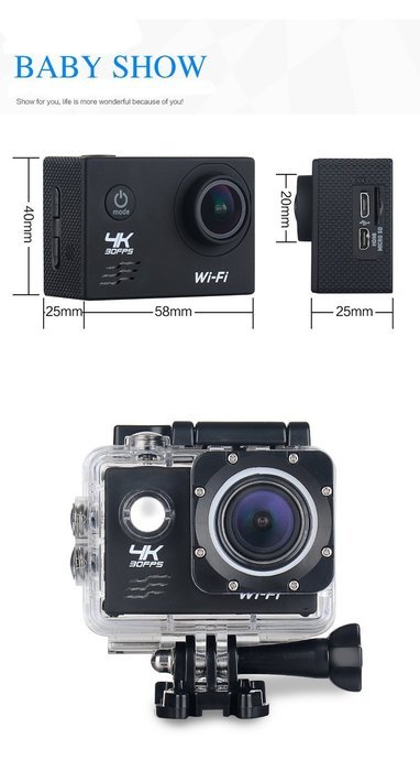 Elecrow 4K Ultra HD Sports DV WIFI Action Camera 1080P HDMI 2.0"LCD Waterproof DV for Outdoor Sports Diving