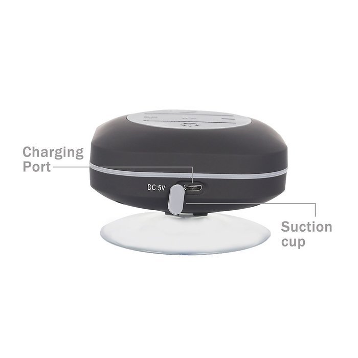 ZDW BTS-08 Bluetooth Waterproof Shower Speakers with Suction Cup, Black N3
