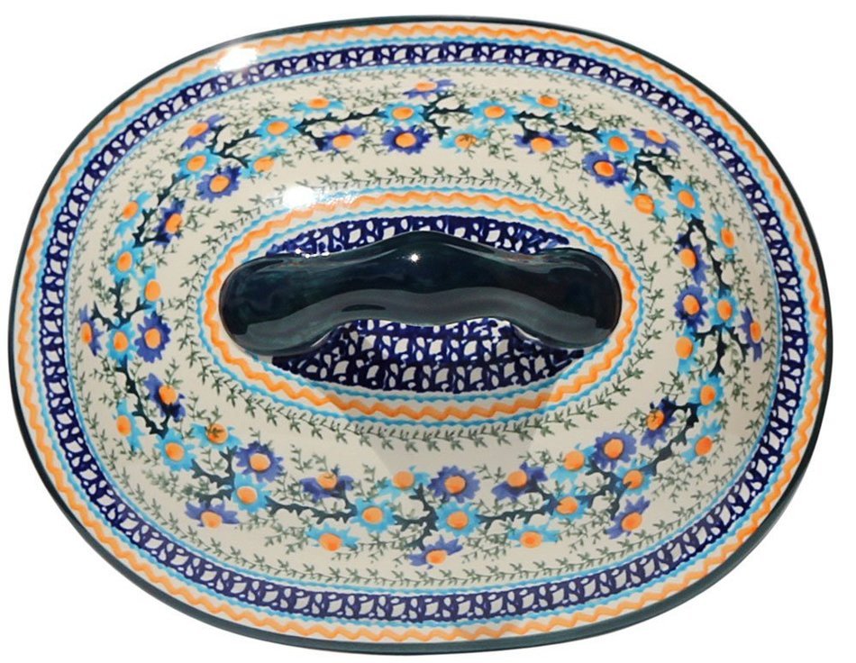 Polish Pottery Oval Casserole Dish From Zaklady Ceramiczne Boleslawiec #1158-du157 Unikat Pattern, Height: 7.6... N2
