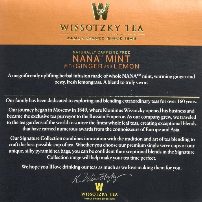 Wissotzky Tea Spiced Citrus Nana Mint Herbal Single Serve Cups for Keurig K Cups, 12 Count N38