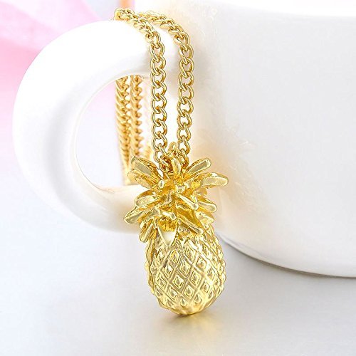 Tiny Pineapple Fruit Cute Charm Long Chain Necklace Summer Jewelry Gold Plated N6