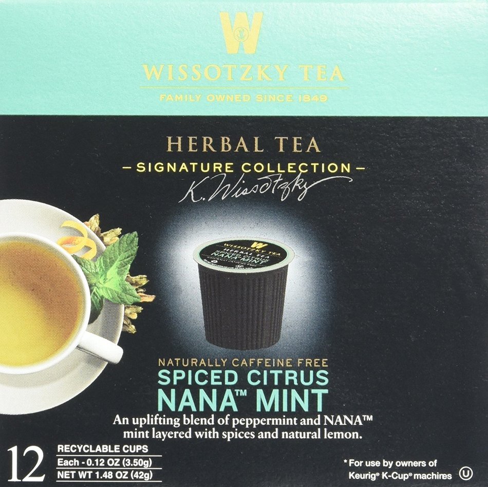 Wissotzky Tea Spiced Citrus Nana Mint Herbal Single Serve Cups for Keurig K Cups, 12 Count N44
