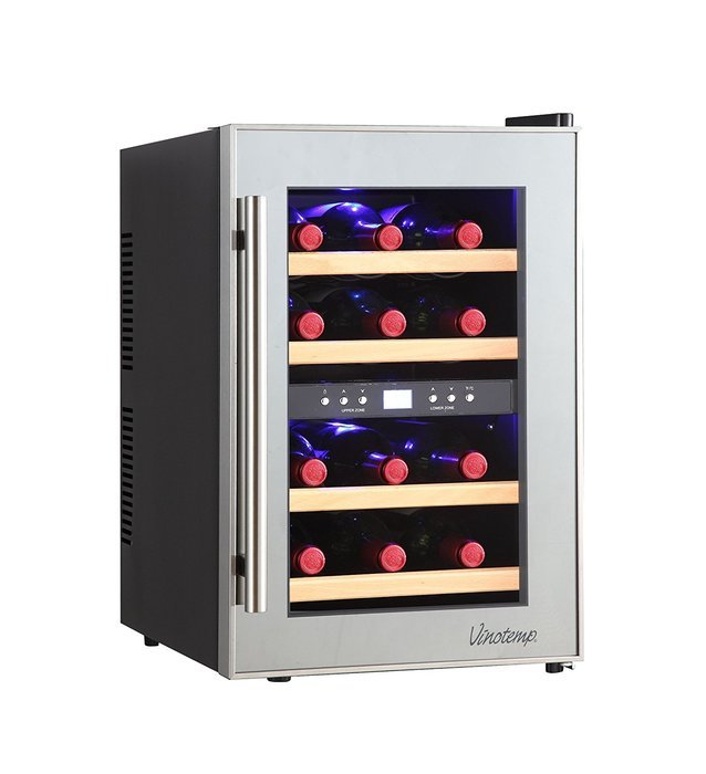 Vinotemp 12-Bottle Dual-Zone Thermoelectric Mirrored Wine Cooler