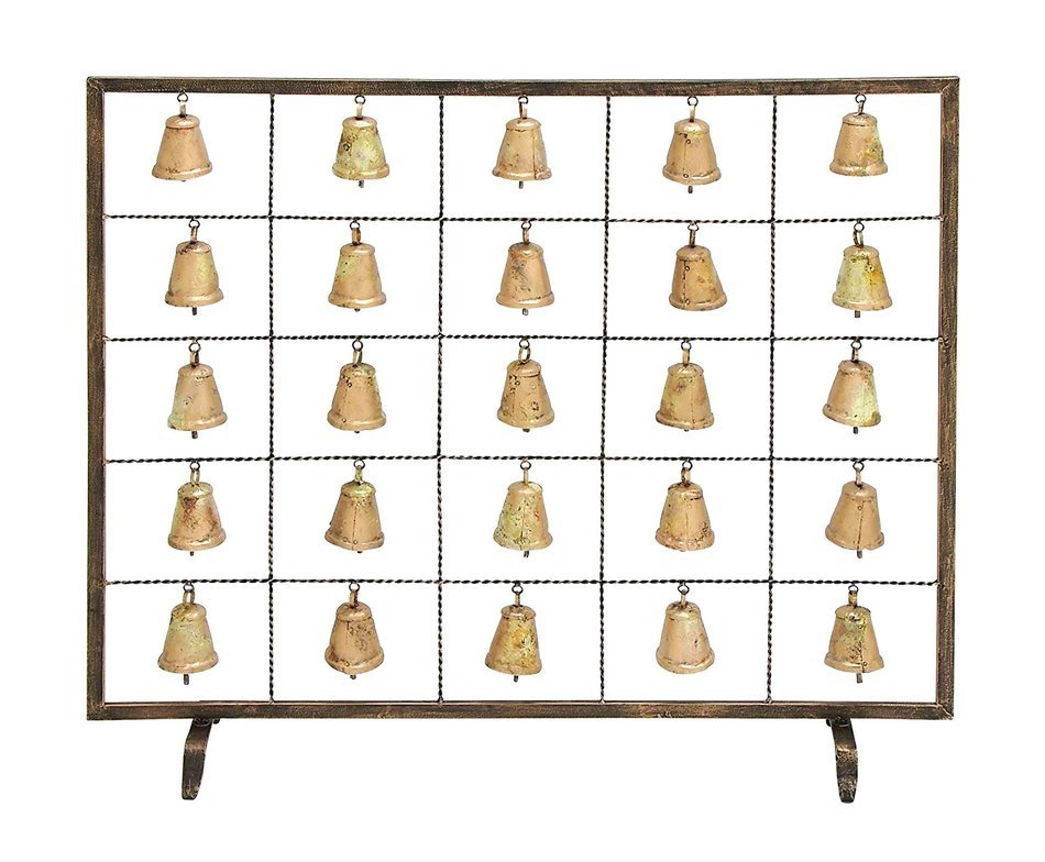 Benzara Bell Fireplace Screen Assemble Design with Multiple Bells