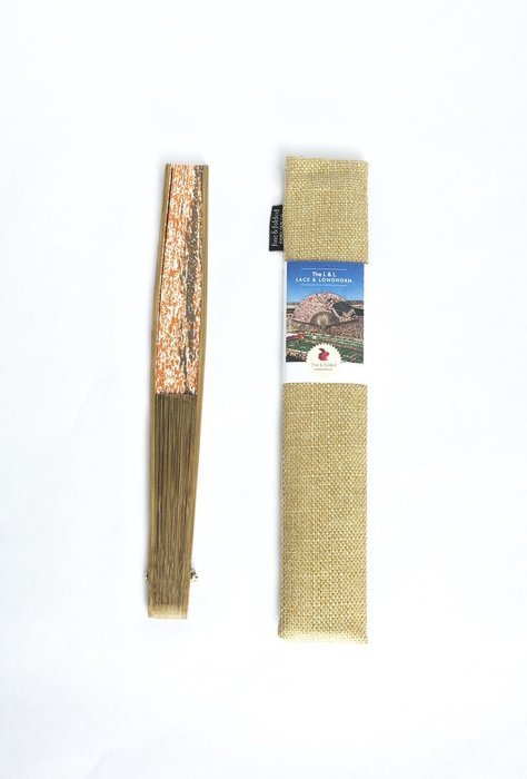 Fine & Folded Folding Hand Fan - Longhorn & Lace with Beautiful Magnetic Carrying Case