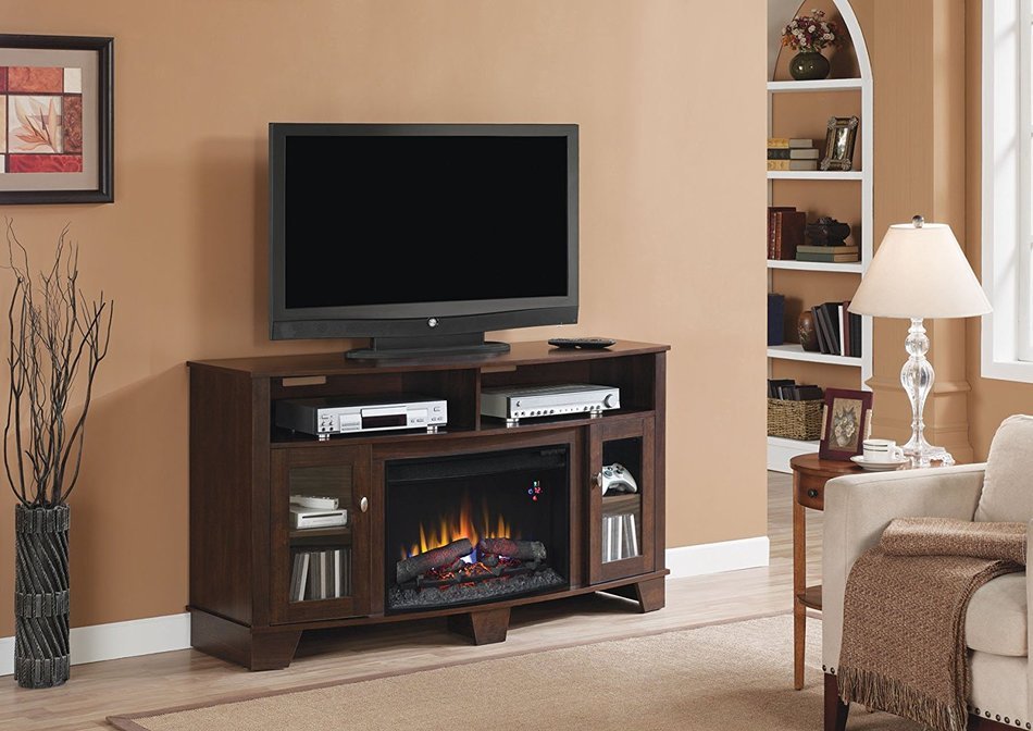 ClassicFlame 26MM4995-NC72 La Salle TV Stand for TVs up to 65", Midnight Cherry (Electric Fireplace Insert sold...