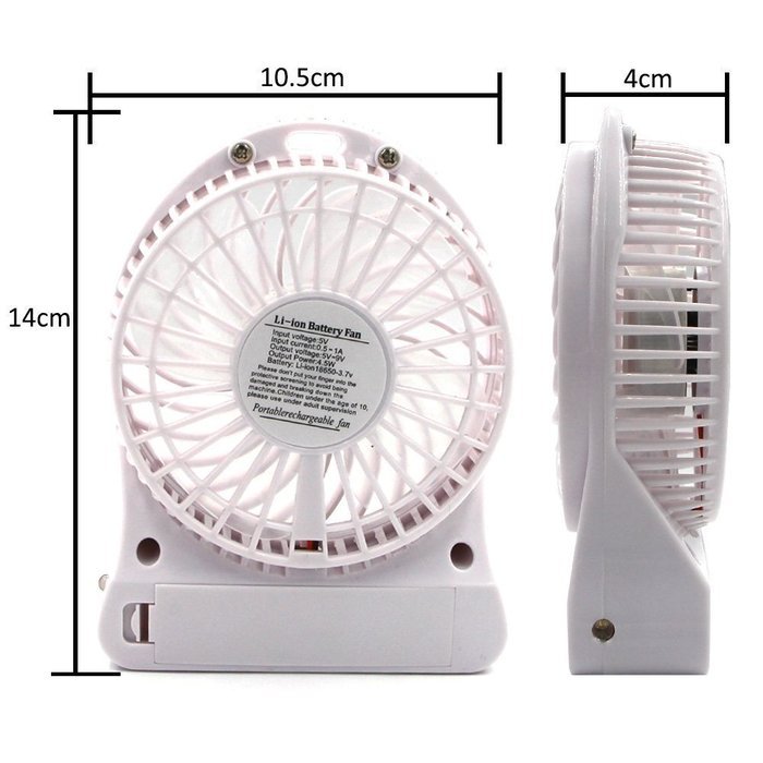 USB Mini Fan, Gongtian TM Portable 4 Inch USB Fan Powered by Rechargeable Battery with 3-Level Speed for Outdoor... N17