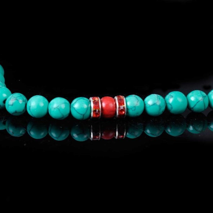 8mm China Tibetan Buddhist Turquoise Mala Prayer Bead N4