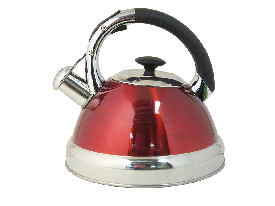Native Spring 3-Quart Whistling Stainless Steel Tea Kettle Excellent for your Favorite Drink - Red N2