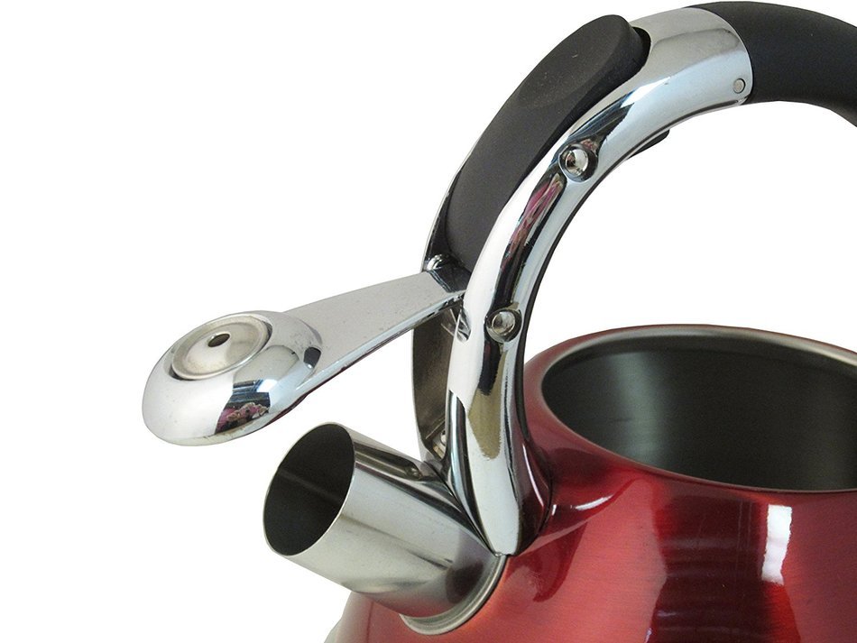 Native Spring 3-Quart Whistling Stainless Steel Tea Kettle Excellent for your Favorite Drink - Red N3