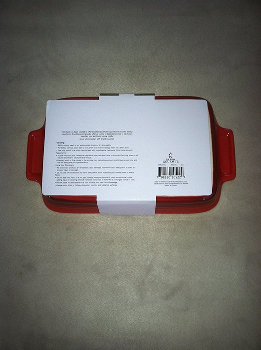 Grand Gourmet Ceramic Rectangular Casserole Red & White 10.5 Inch N4