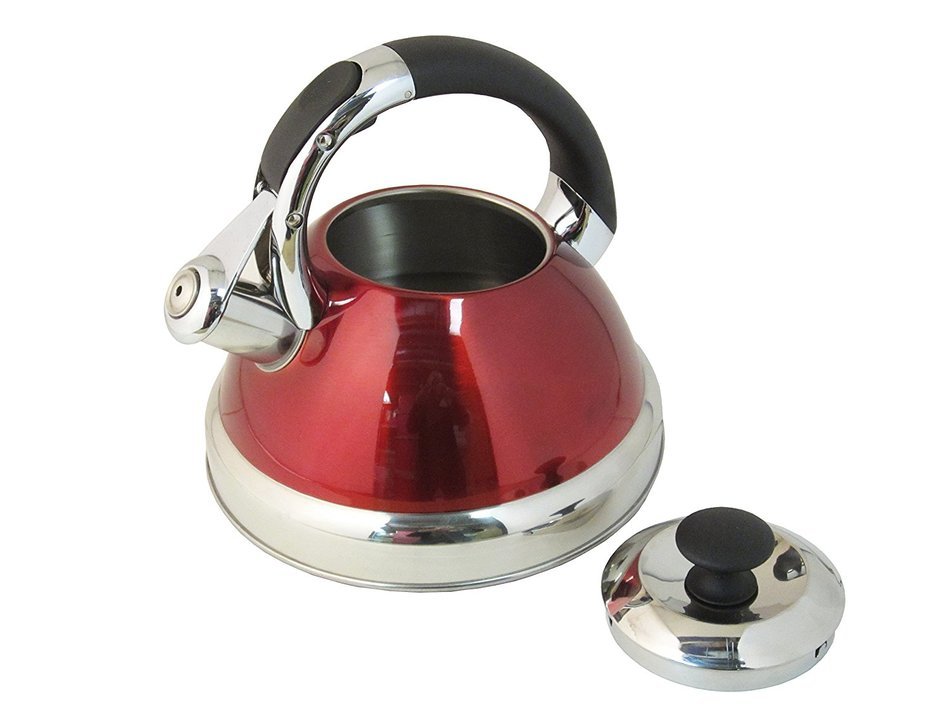 Native Spring 3-Quart Whistling Stainless Steel Tea Kettle Excellent for your Favorite Drink - Red N5