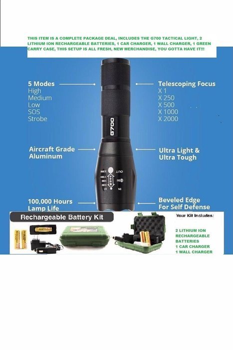 NN2D TACTICAL G700 LED FLASHLIGHT:AUTHENTIC NEW MILITARY PROFESSIONAL GRADE SERIES...NOT YET SOLD IN STORES, AVAILABLE...