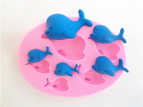 Wocuz W0363 5 Sizes of Dolphin Shape Candy Making Silicone Mold Cake Decoration Mould Fondant Chocolate Small...