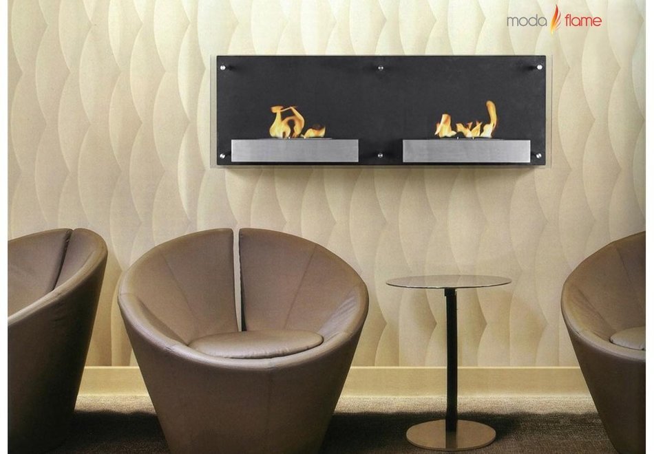 Moda Flame Faro Wall Mounted Bio Ethanol Ventless Fireplace N5