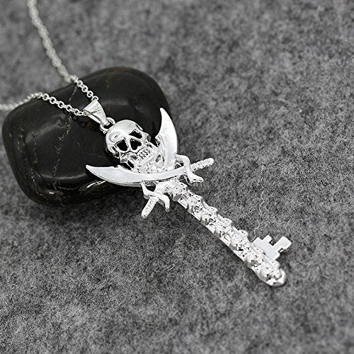 Newfashioned Unisex Cool Silver Pirate Skull Key Pendant Jewelry Hot Sale N3