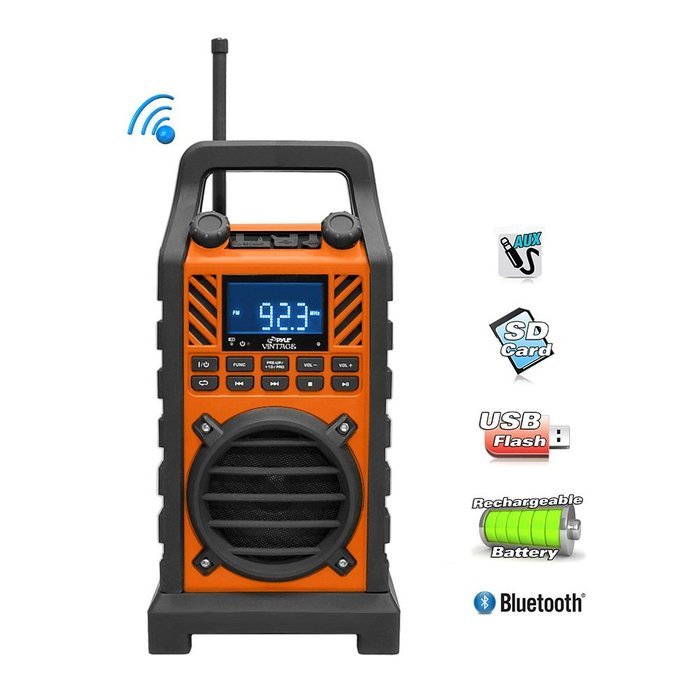 PYLE PWPBT250BK Rugged & Portable Bluetooth Speaker with FM Radio, USB/SD Readers & Built-In Rechargeable Battery... N6