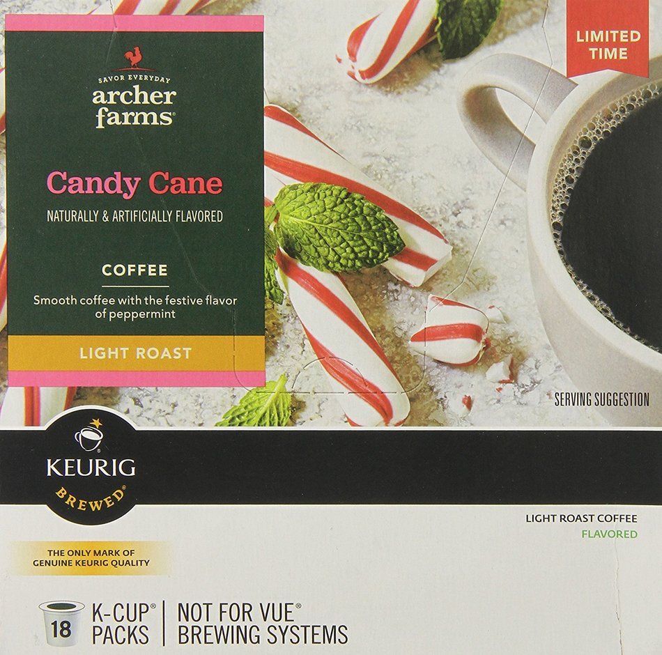 18 K-Cup Archer Farms Keurig Coffee Candy Cane, Light Roast, Pack of 1 N4