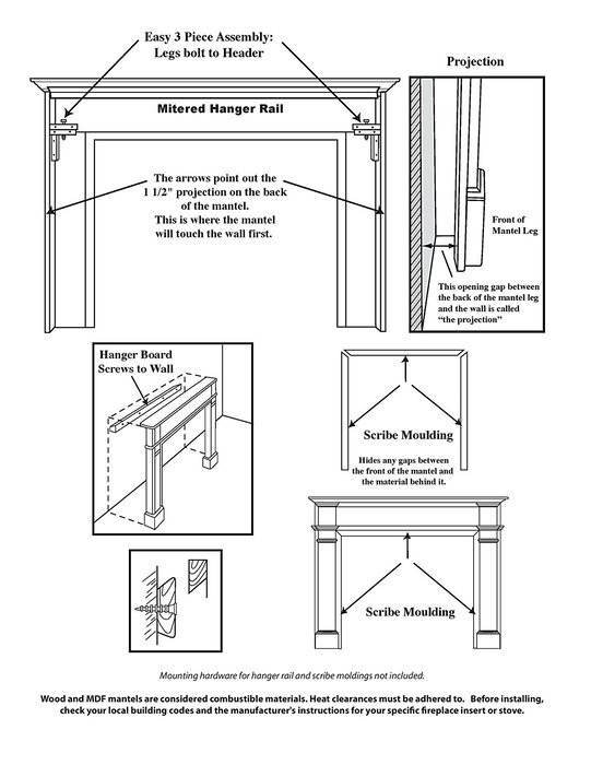 Pearl Mantels 140-56 Classique Unfinished Fireplace Mantel, Interior Opening 56-Inch Wide by 42-Inch High N8