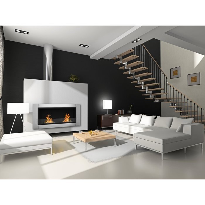 Elite Flame Fargo Ventless Bio Ethanol Recessed or Wall Mounted Fireplace