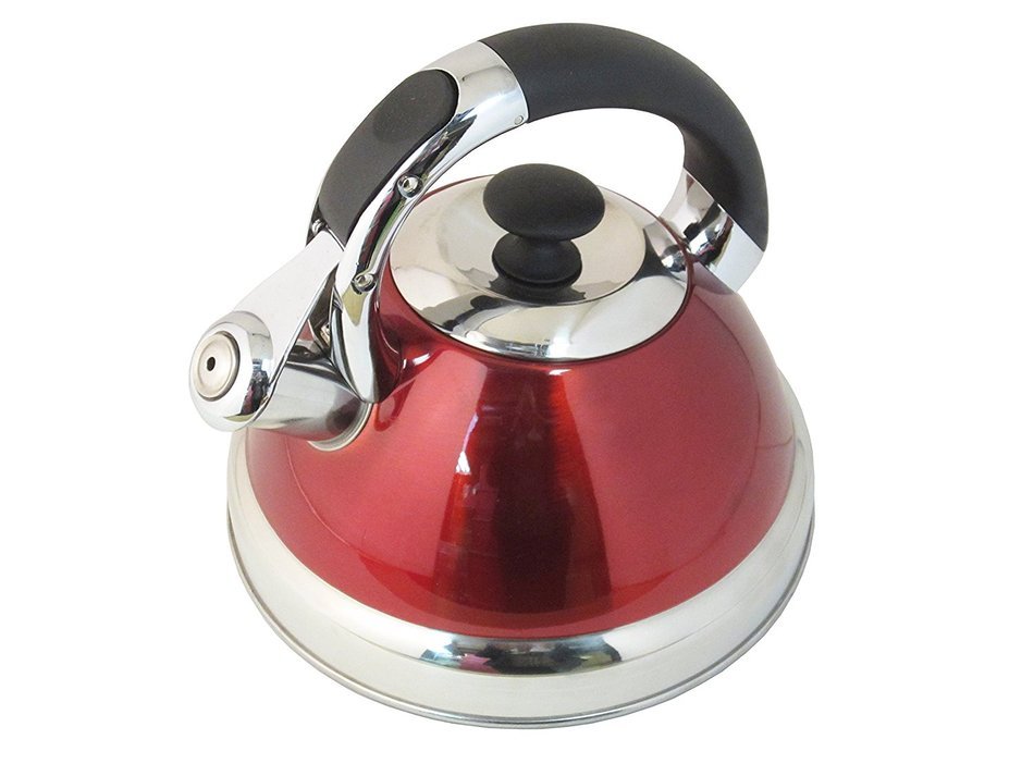 Native Spring 3-Quart Whistling Stainless Steel Tea Kettle Excellent for your Favorite Drink - Red N6