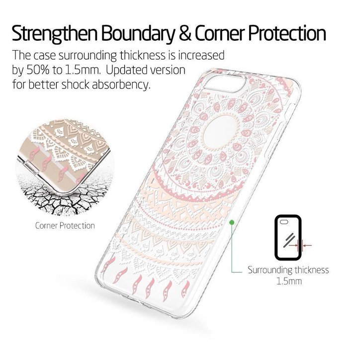 iPhone 7 Plus [5.5''] Case, JIAMY Mandala Sun Lace Totem Series Print Cover Vogue Soft TPU Crystal Back Unique...