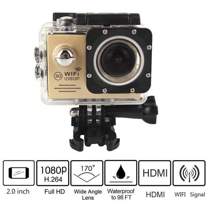 Sport Camera, Canany Wifi Action Camera 1080P HD 12MP 2.0Inch Bundle With 2 Batteries and FREE Accessories Kits... N7