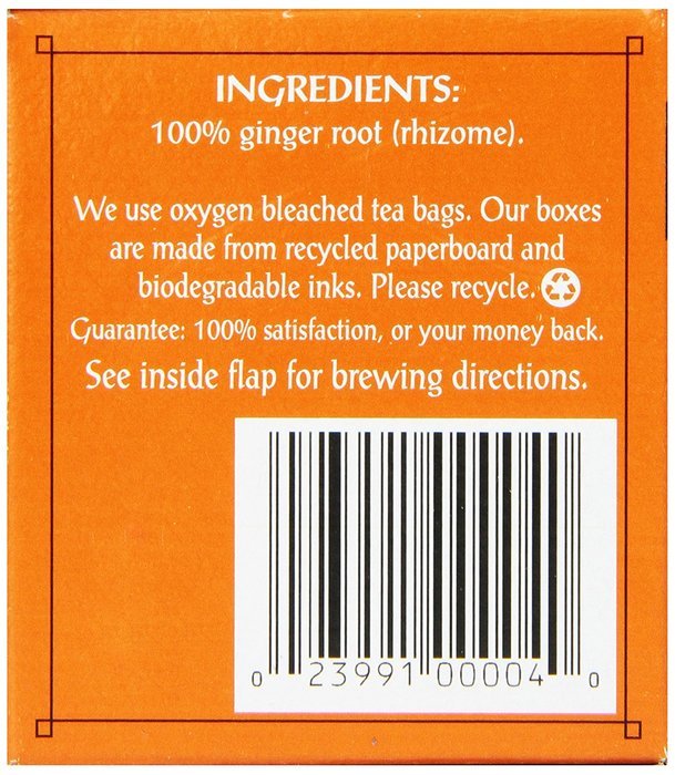 Triple Leaf Tea, Ginger, 20 Tea Bags (Pack of 6) N5