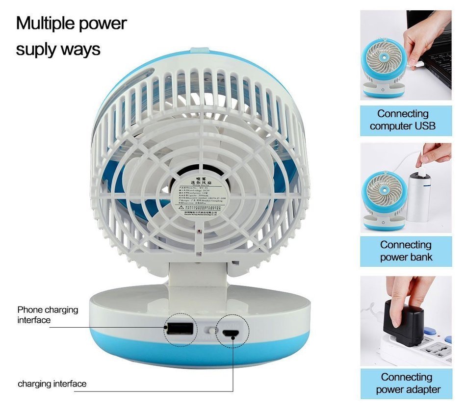 Humidification + mobile power = fan,USB small portable office student hostel,spray silent N3