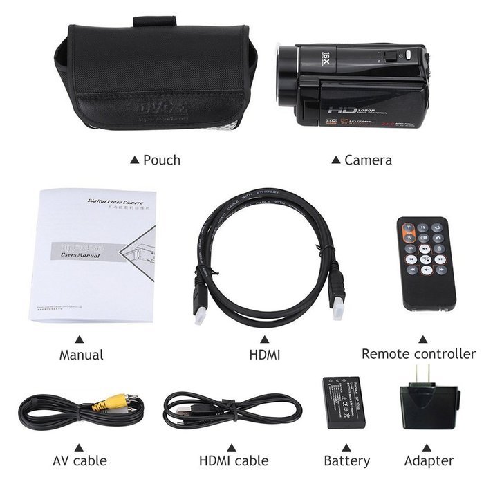 MARVUE 307 Mini Portable Camcorder FHD 1080p Max 24.0 MP 3.0" Screen Support External Fisheye Teleconvertor Wide...