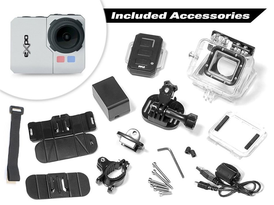 Pyle PSCHD90SL eXpo Hi-Res Mini Action Video Camera with 20 Mega Pixel Camera, 2-Inch LCD Screen and Wi-Fi Remote... N5