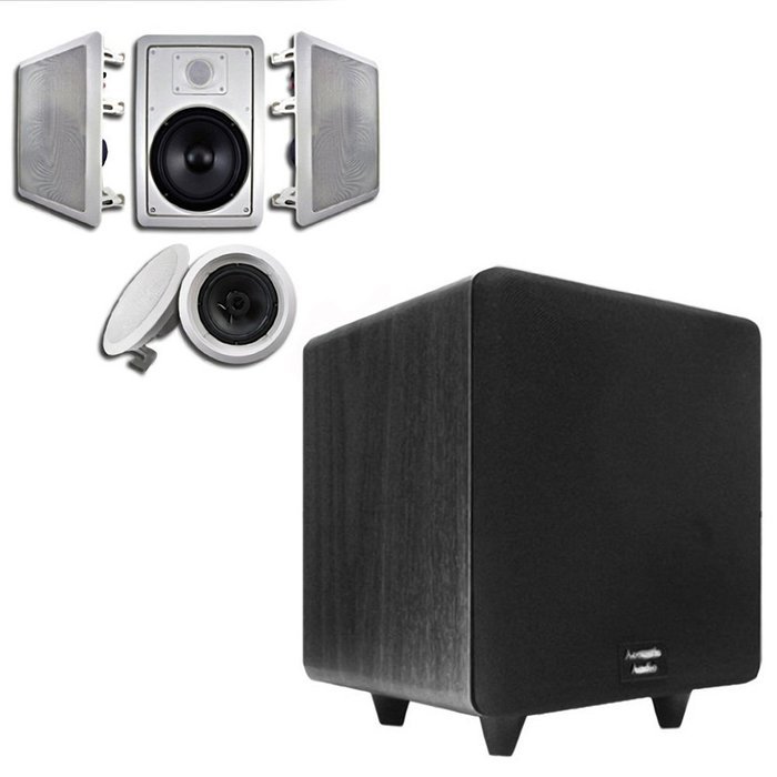 Acoustic Audio HT-65 In-Wall/Ceiling 5.1 Home Theater 6.5" Speakers and 15" Powered Sub HT-65-CS15B