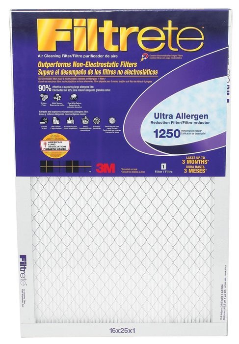 20x25x1, Filtrete Ultra Allergen Reduction Furance Filter Air Filter, MERV 11, by 3m