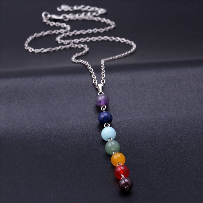 7 Chakra Beads Pendant Chain Necklace Women Yoga Reiki Healing Balancing Jewelry N2