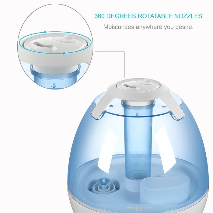 Cool Mist Ultrasonic Humidifier, Anypro 3.5L Anti-mold Steam Vaporizer with Super Quiet Operation, Automatic Shut-off... N3