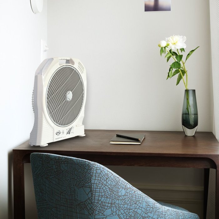 HAITRAL Rechargeable Table Fan SF-399A Turbo Force Air Circulator AC/DC Operated with Led Light
